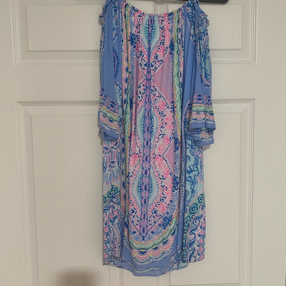 Beautiful Blue off the shoulder Lily Pulitzer Dress Sz S - Picture 4 of 4
